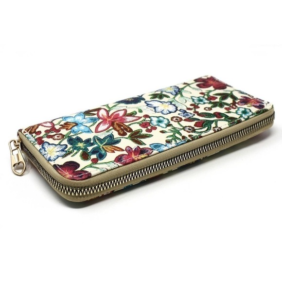 Poppy & Lily Floral on Ivory Zip Wallet Clutch Easy to Hold and Carry - Hey Viv - Picture 2 of 5